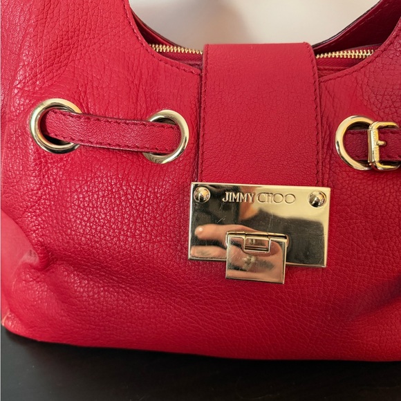 Jimmy Choo Vibrant Red Leather Shoulder Bag with Gold Hardware - Picture 2 of 11